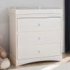 imageDelta Children Sutton 3 Drawer Dresser with Changing Top and Interlocking Drawers  Greenguard Gold Certified Bianca WhiteBianca White