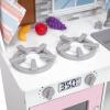 imageDelta Children Tiny Chef Play Kitchen  Toy Kitchen Playset with Realistic Knobs That TurnClick Oven Sink Microwave and 15 Pieces of Play Food GreenPink