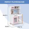 imageDelta Children Tiny Chef Play Kitchen  Toy Kitchen Playset with Realistic Knobs That TurnClick Oven Sink Microwave and 15 Pieces of Play Food GreenPink