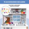 imageDelta Children Tiny Chef Play Kitchen  Toy Kitchen Playset with Realistic Knobs That TurnClick Oven Sink Microwave and 15 Pieces of Play Food GreenPink