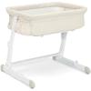 imageGAP babyGap Whisper Bedside Bassinet Sleeper with Breathable Mesh and Adjustable Heights  Lightweight Portable Crib  Made with Sustainable Materials Grey StripesOatmeal
