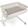 imageGAP babyGap Whisper Bedside Bassinet Sleeper with Breathable Mesh and Adjustable Heights  Lightweight Portable Crib  Made with Sustainable Materials Grey StripesOatmeal