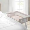 imageGAP babyGap Whisper Bedside Bassinet Sleeper with Breathable Mesh and Adjustable Heights  Lightweight Portable Crib  Made with Sustainable Materials Grey StripesOatmeal