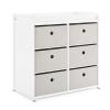 imageDelta Children Hayes Changing Table and Dresser for Bedroom with 6 Fabric Drawers Bianca WhiteFlax BinsBianca WhiteFlax Bins