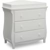 imageDelta Children Lancaster 3 Drawer Dresser with Changing Top and Interlocking Drawers  Greenguard Gold Certified GreyBianca White