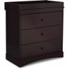 imageDelta Children Sutton 3 Drawer Dresser with Changing Top and Interlocking Drawers  Greenguard Gold Certified Bianca WhiteDark Chocolate
