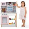 imageDelta Children Tiny Chef Play Kitchen  Toy Kitchen Playset with Realistic Knobs That TurnClick Oven Sink Microwave and 15 Pieces of Play Food GreenPink