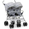 imageGAP babyGap Classic SidebySide Double Stroller  Lightweight Double Stroller with Recline Extendable Sun Visors ampamp Compact Fold  Made with Sustainable Materials Grey StripesGrey Stripes
