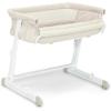imageGAP babyGap Whisper Bedside Bassinet Sleeper with Breathable Mesh and Adjustable Heights  Lightweight Portable Crib  Made with Sustainable Materials Grey StripesOatmeal
