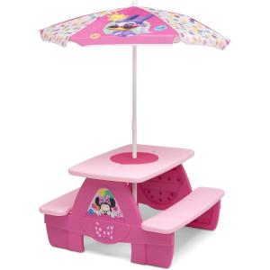 imageDelta Children 4 Seat Activity Picnic Table with Umbrella and Lego Compatible Tabletop PAW PatrolMinnie Mouse