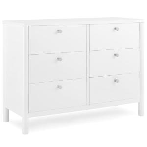 imageDelta Children Brooks 6 Drawer Dresser with Interlocking Drawers Includes 3 Sets of Knobs  Choose from Natural Brushed Nickel ampamp Melted Bronze Bianca WhiteBianca White