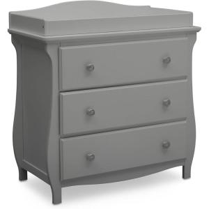 imageDelta Children Lancaster 3 Drawer Dresser with Changing Top and Interlocking Drawers  Greenguard Gold Certified GreyGrey