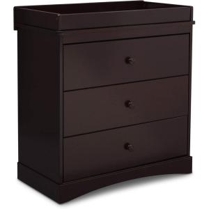 imageDelta Children Sutton 3 Drawer Dresser with Changing Top and Interlocking Drawers  Greenguard Gold Certified Bianca WhiteDark Chocolate