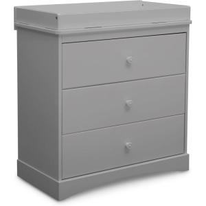 imageDelta Children Sutton 3 Drawer Dresser with Changing Top and Interlocking Drawers  Greenguard Gold Certified Bianca WhiteGrey