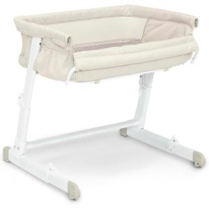 imageGAP babyGap Whisper Bedside Bassinet Sleeper with Breathable Mesh and Adjustable Heights  Lightweight Portable Crib  Made with Sustainable Materials Grey StripesOatmeal