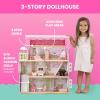 imageDelta Children Little Gem Dollhouse  3Story Dollhouse with 4 Rooms  Includes 16 Accessories  Fits 5inch Dolls  Pretend Play Dream Gift for Ages 3