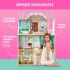 imageDelta Children MySize Dollhouse  Large 3Story Dollhouse with 7 Rooms Includes 12 Accessories  Fits 12inch Dolls  Pretend Play Dream Gift for Ages 3