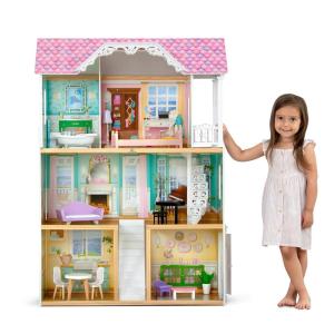 imageDelta Children MySize Dollhouse  Large 3Story Dollhouse with 7 Rooms Includes 12 Accessories  Fits 12inch Dolls  Pretend Play Dream Gift for Ages 3