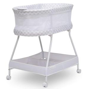 imageDelta Children Sweet Dreams Bassinet with Airflow Mesh Bedside Portable Crib with Vibration Lights and Music Grey InfinityGrey Infinity