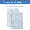 imageDelta Children 100 Cotton Muslin Baby Receiving Blankets for Girls and Boys  47x47 Inches Pack of 2 Blue BotanicalsBlue Botanicals