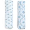 imageDelta Children 100 Cotton Muslin Baby Receiving Blankets for Girls and Boys  47x47 Inches Pack of 2 Blue BotanicalsBlue Botanicals