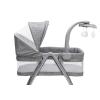 imageSimmons Kids City Sleeper Bedside Bassinet Portable Crib  Activity Mobile Arm with Nightlight Vibrations Twinkle Lights and Rotating Stars Grey Tweed