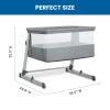 imageSimmons Kids Deluxe Bedside Bassinet  by The Bed Bassinet Features Breathable Mesh Sides for Airflow Wheels ampamp Adjustable Height Grey Tweed