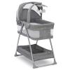imageSimmons Kids City Sleeper Bedside Bassinet Portable Crib  Activity Mobile Arm with Nightlight Vibrations Twinkle Lights and Rotating Stars Grey Tweed