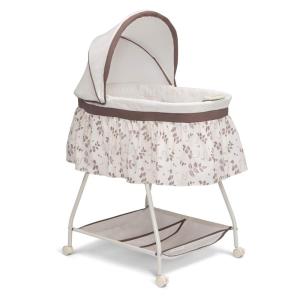 imageDelta Children Deluxe Sweet Beginnings Bedside Bassinet  Portable Crib with Lights and Sounds Falling LeavesFalling Leaves