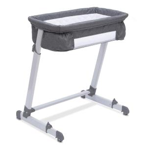 imageSimmons Kids By The Bed City Sleeper Bassinet  Adjustable Height Portable Crib with Wheels ampamp Airflow Mesh Grey Tweed