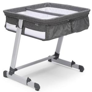 imageSimmons Kids By The Bed City Sleeper Bassinet for Twins  Adjustable Height Portable Crib with Wheels ampamp Airflow Mesh Grey Tweed