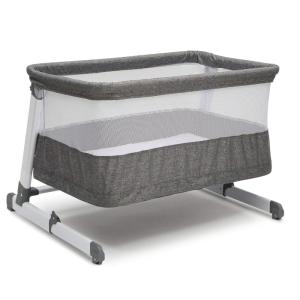 imageSimmons Kids Room2Grow 2in1 Newborn Bedside Bassinet ampamp Infant Sleeper  Height Adjustable Portable Crib with Wheels ampamp Airflow Mesh Grey Tweed