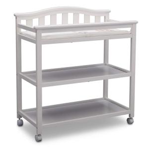 imageDelta Children Bell Top Changing Table with Wheels and Changing Pad Greenguard Gold Certified WhiteBianca White