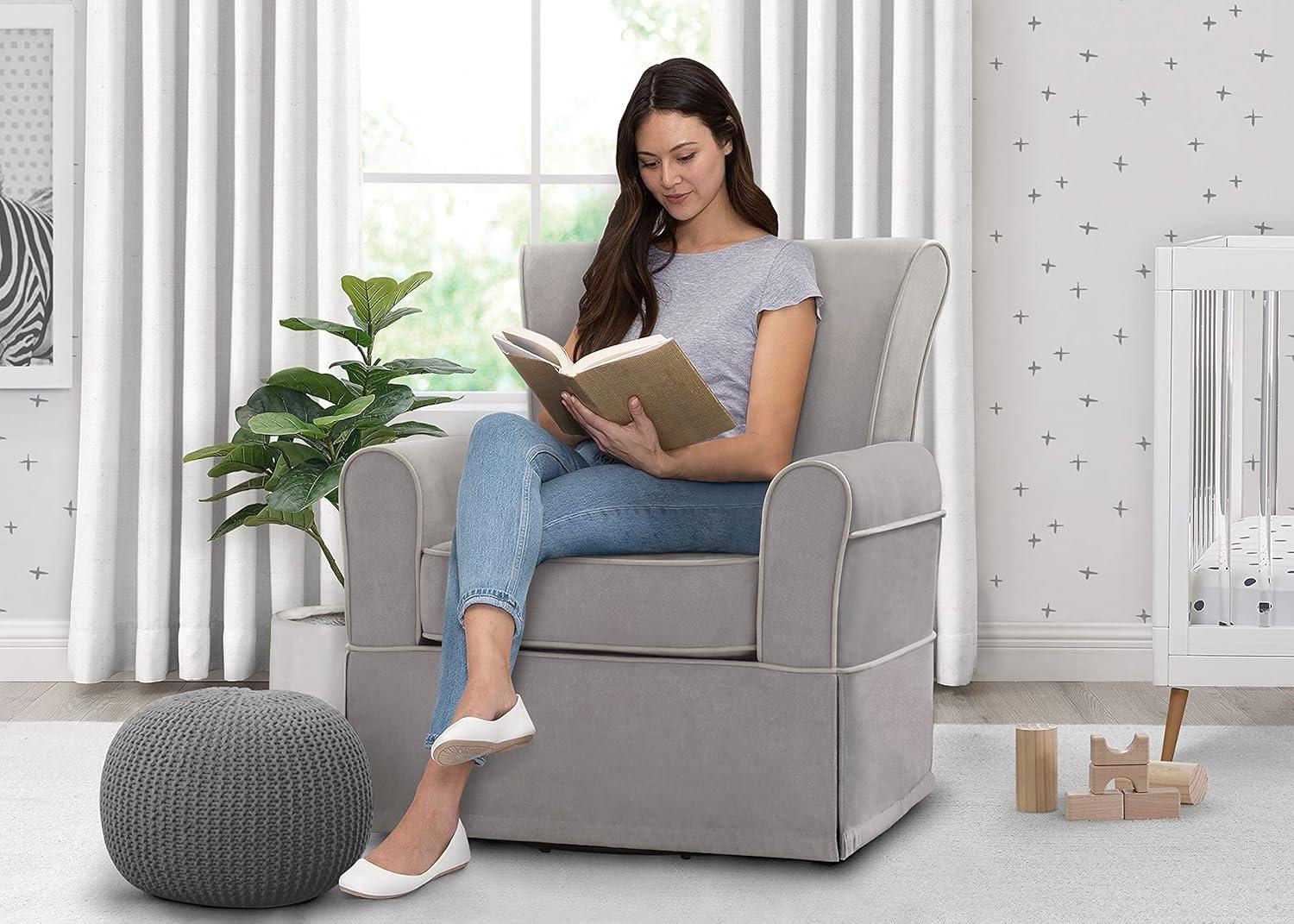 imageDelta Children Benbridge Glider Swivel Rocker Chair Dove Grey with Soft Grey WeltDove Grey With Soft Grey Welt