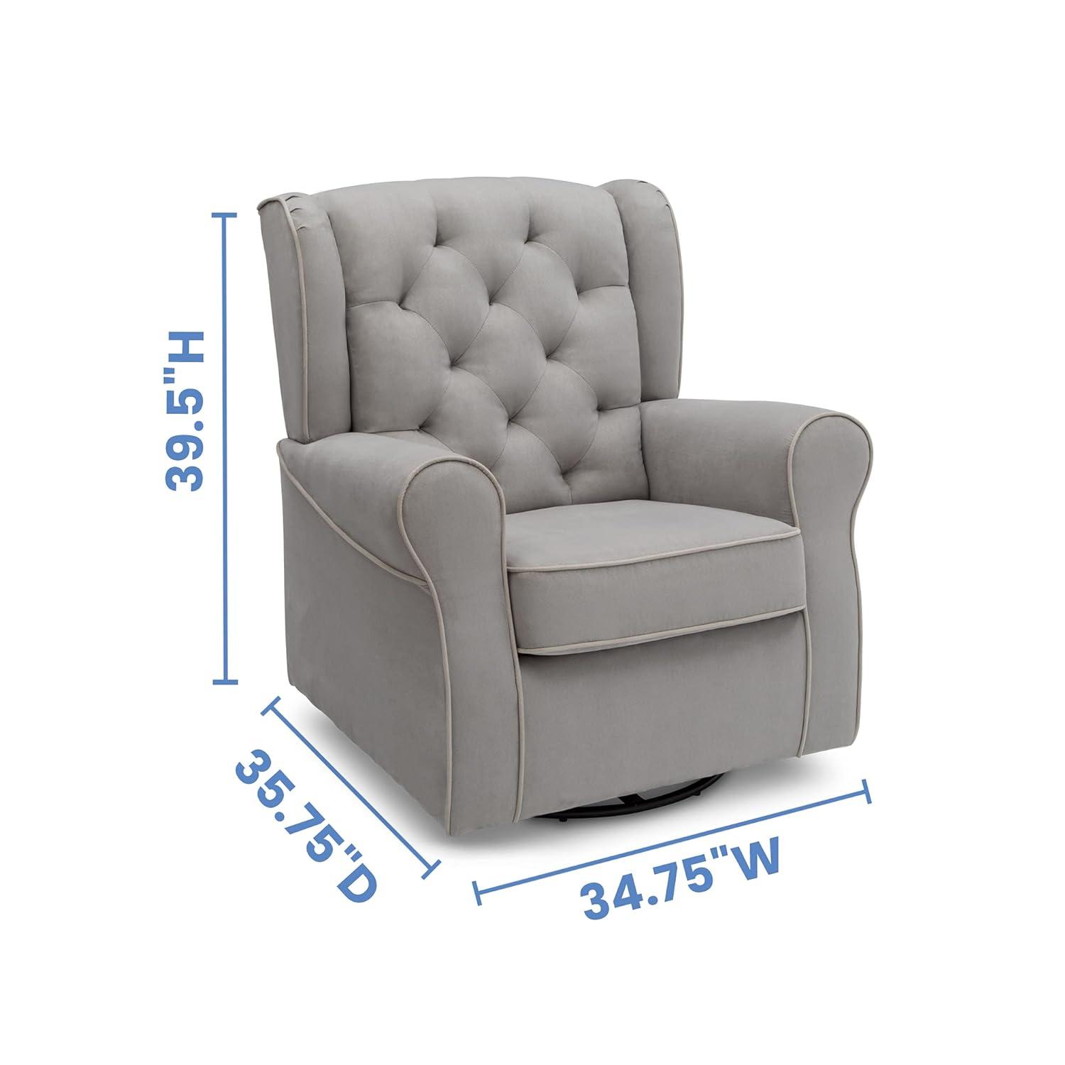 imageDelta Children Emerson Upholstered Glider Swivel Rocker Chair Dove Grey with Soft Grey WeltDove Grey With Soft Grey Welt