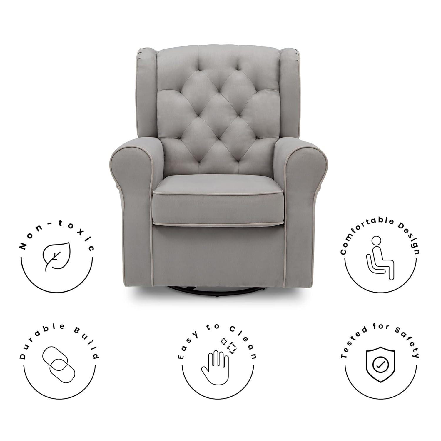 imageDelta Children Emerson Upholstered Glider Swivel Rocker Chair Dove Grey with Soft Grey WeltDove Grey With Soft Grey Welt