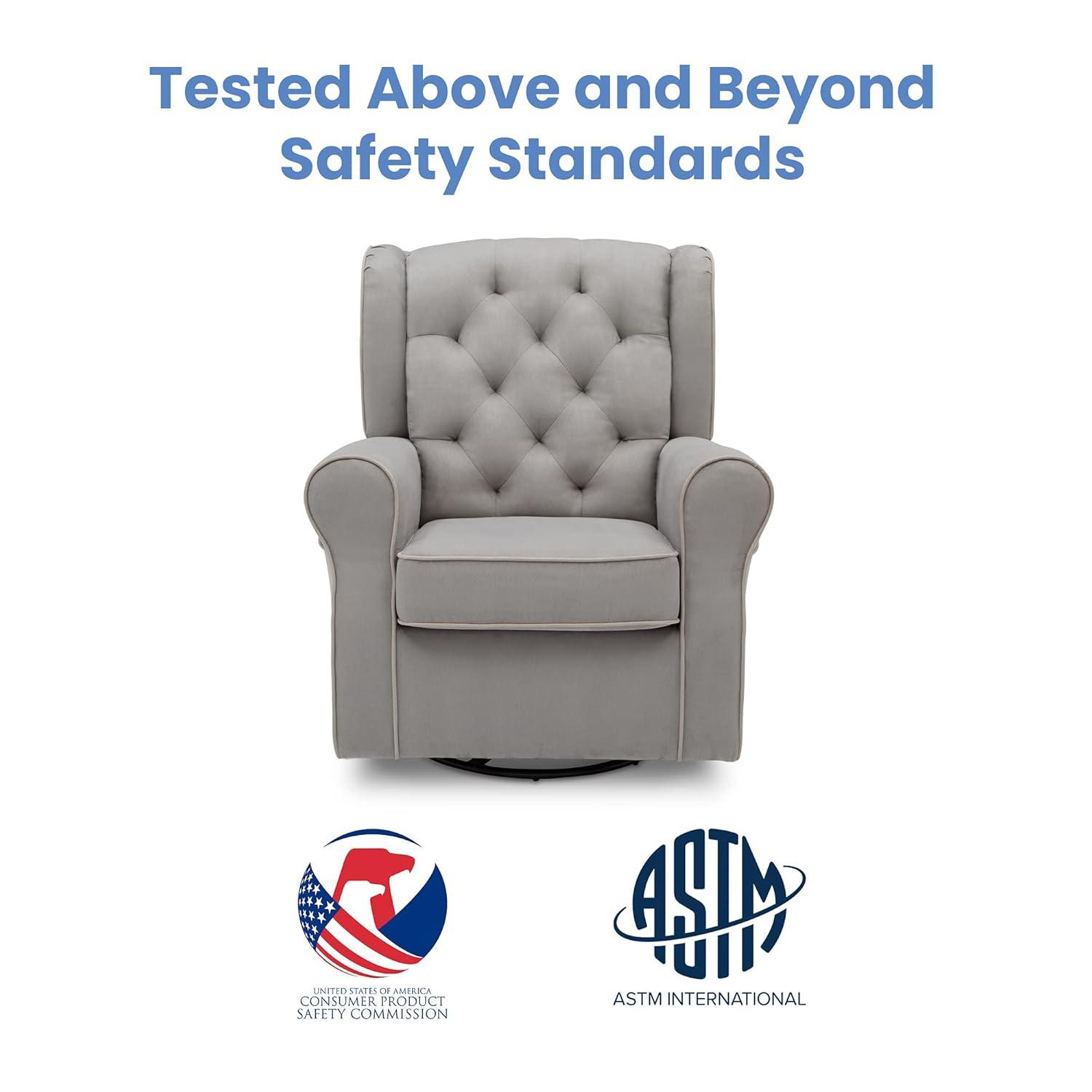 imageDelta Children Emerson Upholstered Glider Swivel Rocker Chair Dove Grey with Soft Grey WeltDove Grey With Soft Grey Welt