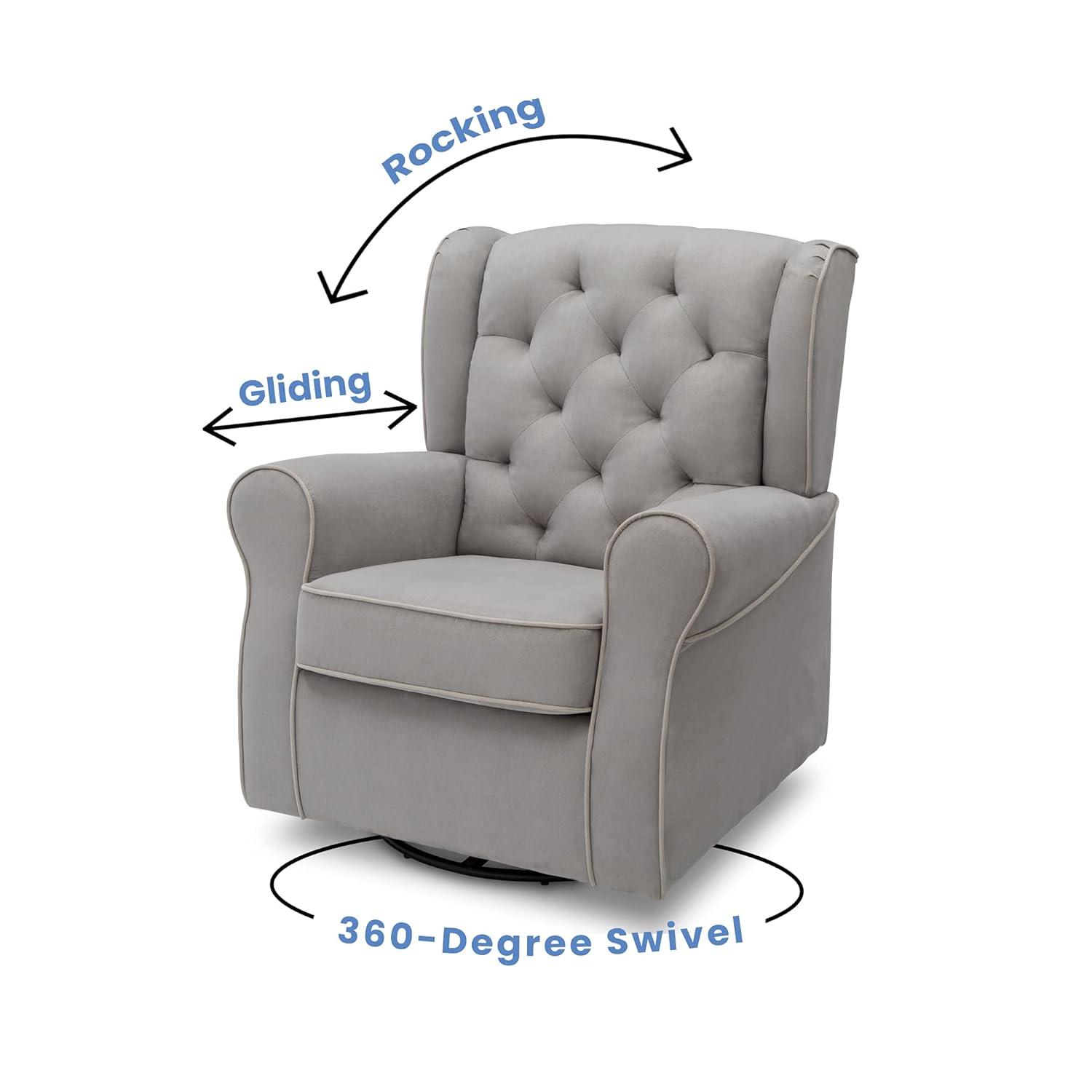 imageDelta Children Emerson Upholstered Glider Swivel Rocker Chair Dove Grey with Soft Grey WeltDove Grey With Soft Grey Welt