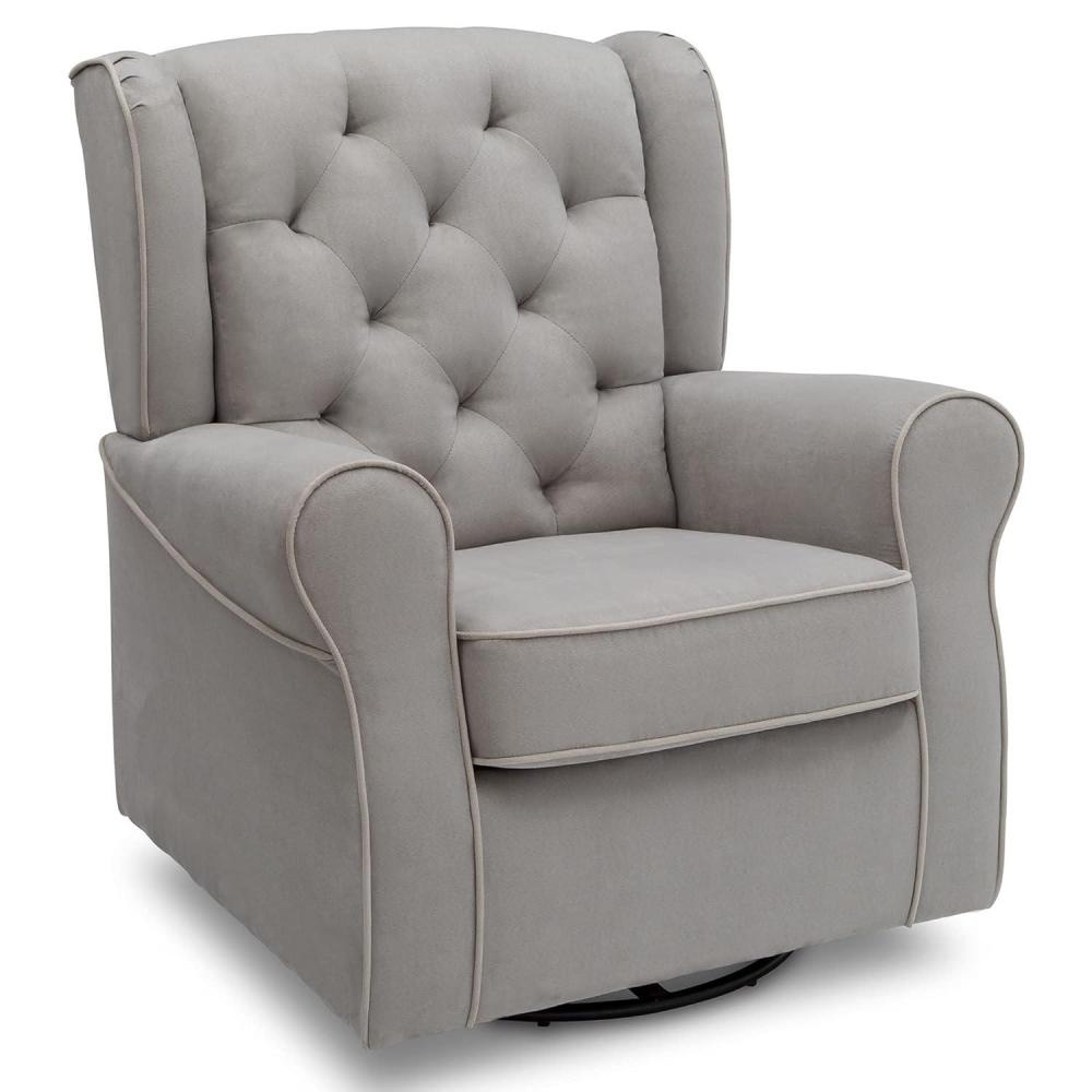 imageDelta Children Emerson Upholstered Glider Swivel Rocker Chair Dove Grey with Soft Grey WeltDove Grey With Soft Grey Welt