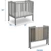 imageDelta Children Folding Portable Mini Baby Crib with 15inch Mattress  Greenguard Gold Certified GreyGrey
