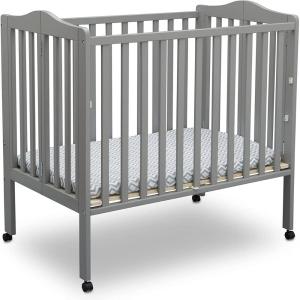 imageDelta Children Folding Portable Mini Baby Crib with 15inch Mattress  Greenguard Gold Certified GreyGrey