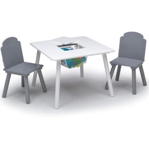 imageDelta Children Finn Table and Chair Set with Storage WhiteGreyWhiteGrey