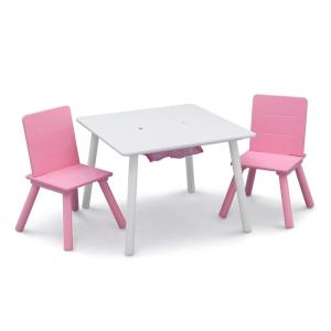 imageDelta Children Kids Table and Chair Set with Storage 2 Chairs Included GreyBlueWhitePink