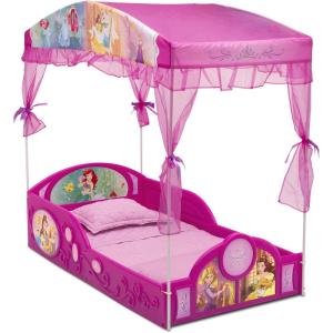 imageDelta Children  Disney Princess Plastic Sleep and Play Toddler Bed with Canopy Pink
