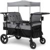 imageJeep Wrangler Deluxe 4 Seater Stroller Wagon by Delta Children  Premium Quad Stroller Wagon for 4 Kids with Convertible Seats Adjustable PushPull Handles Removable Canopy ampamp Flat Fold GreyGrey