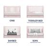imagebabyGap by Delta Children Graham 4in1 Convertible Crib with Storage Drawer TrueSleep Crib and Toddler Mattress Bundle Blush PinkDark Pink
