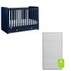 imagebabyGap by Delta Children Graham 4in1 Convertible Crib with Storage Drawer TrueSleep Crib and Toddler Mattress Bundle NavyLight Blue