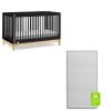 imagebabyGap by Delta Children Tate 4in1 Convertible Crib TrueSleep Crib and Toddler Mattress Bundle EbonyNatural