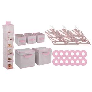 imageDelta Children Nursery Storage 48 Piece Set  Easy StorageOrganization Solution  Keeps Bedroom Nursery ampamp Closet Clean BeigeInfinity Pink