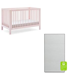 imagebabyGap by Delta Children Charlie 6in1 Convertible Crib TrueSleep Crib and Toddler Mattres s Bundle Blush Pink